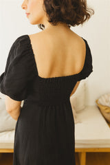 Noga Dress - Black Linen Dress
