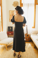 Noga Dress - Black Linen Dress