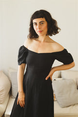 Noga Dress - Black Linen Dress
