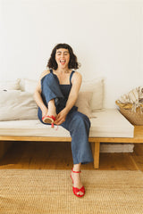 Daria -  Light Denim Cotton Jumpsuit