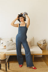Daria -  Light Denim Cotton Jumpsuit