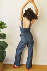 Daria -  Light Denim Cotton Jumpsuit