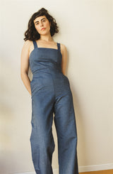 Daria -  Light Denim Cotton Jumpsuit