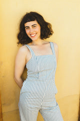 Daria - Blue Stripe Cotton Jumpsuit