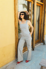 Daria - Blue Stripe Cotton Jumpsuit