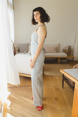 Daria - Blue Stripe Cotton Jumpsuit