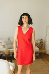 The Summer Dress - Red Linen Mini Dress