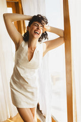 The Summer Dress - Ivory Cotton Mini Dress