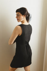 The Summer Dress - Black Linen Mini Dress