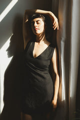 The Summer Dress - Black Linen Mini Dress