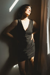 The Summer Dress - Black Linen Mini Dress