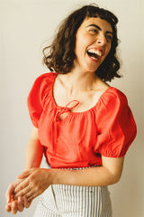 Juliette Blouse - Red Linen Blend Top