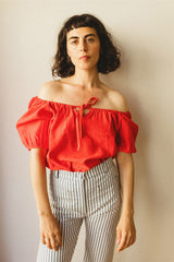 Juliette Blouse - Red Linen Blend Top