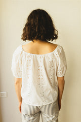 Juliette Blouse - White Cotton Embroidered Top