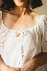 Juliette Blouse - White Cotton Embroidered Top