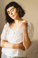 Juliette Blouse - White Cotton Embroidered Top