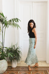 alba skirt green print