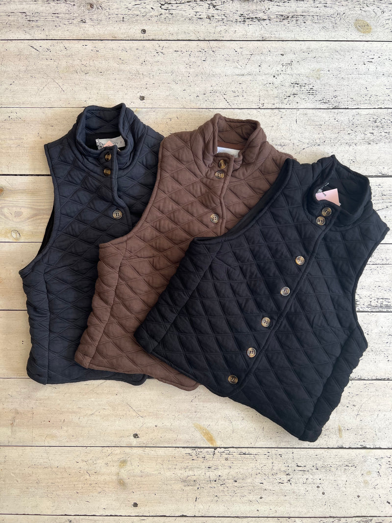the quilt vest brown
